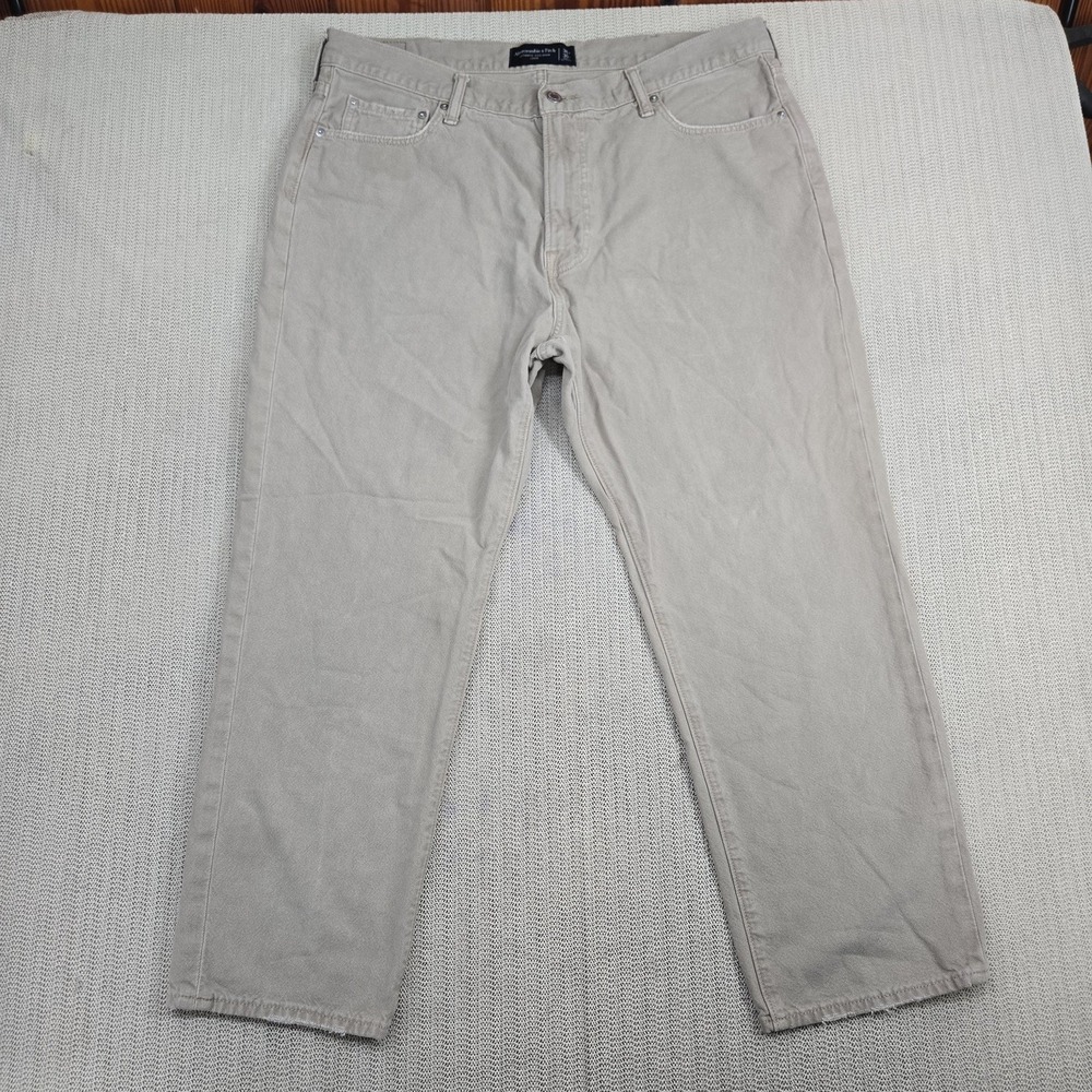 Abercrombie & Fitch Jeans Mens 38x30 Beige Authentic Rigid Denim Loose Casual